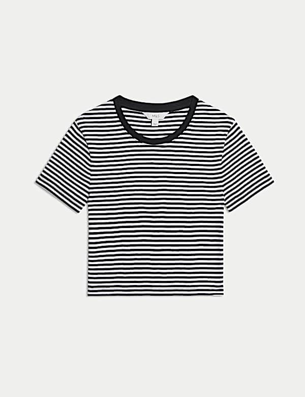 Pure Cotton Striped Crop T-Shirt - NL