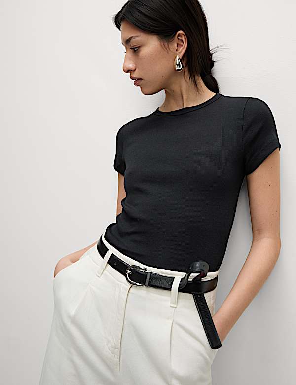 2pk Cotton Rich Slim Ribbed T-Shirts - AL