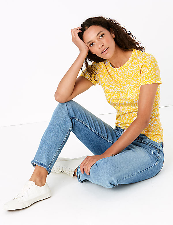 Cotton Rich Floral Fitted T-Shirt
