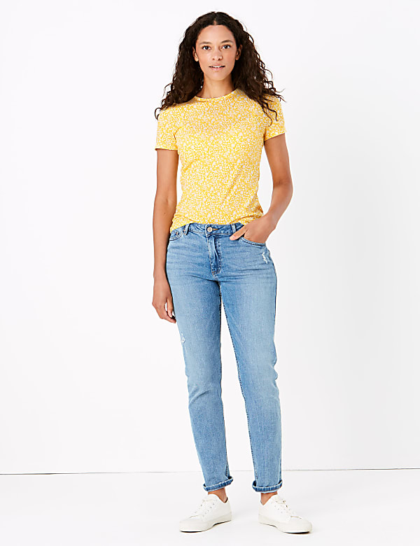 Cotton Rich Floral Fitted T-Shirt