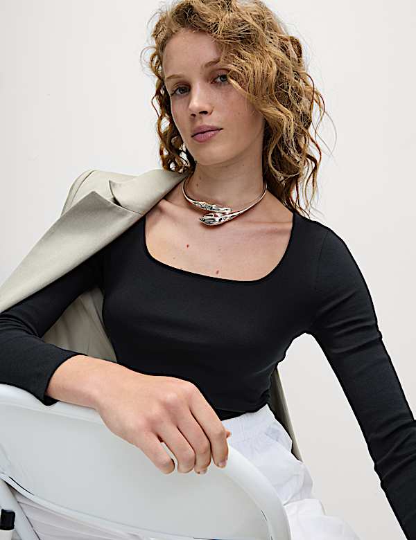 Pure Cotton Square Neck Top - US