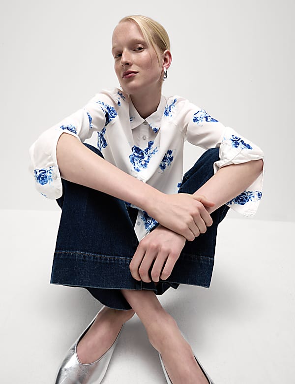 Printed Collared Button Through Shirt