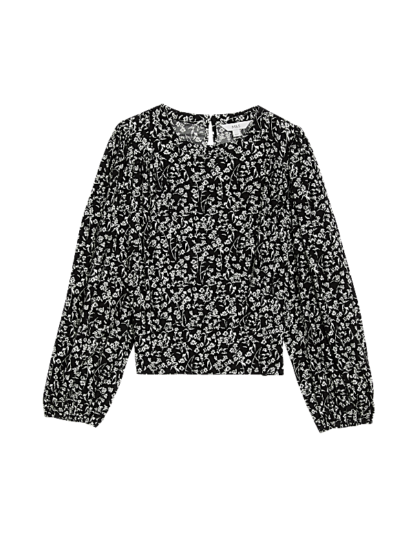 Cotton Blend Floral Blouse