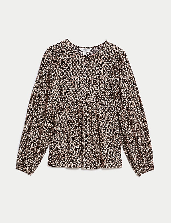 Floral Print Puff Sleeve Blouse - US