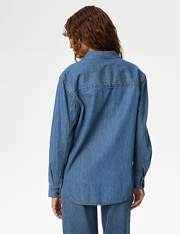 Pure Cotton Denim Longline Shirt