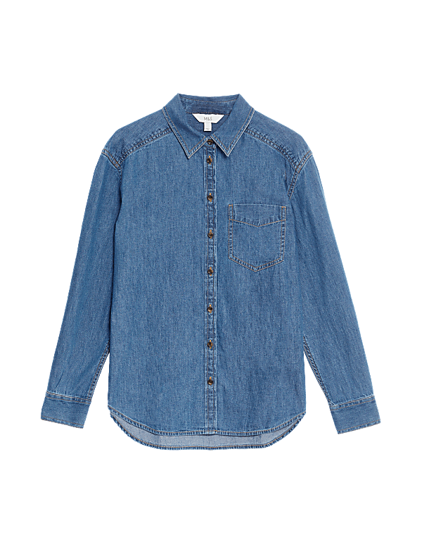 Pure Cotton Denim Longline Shirt