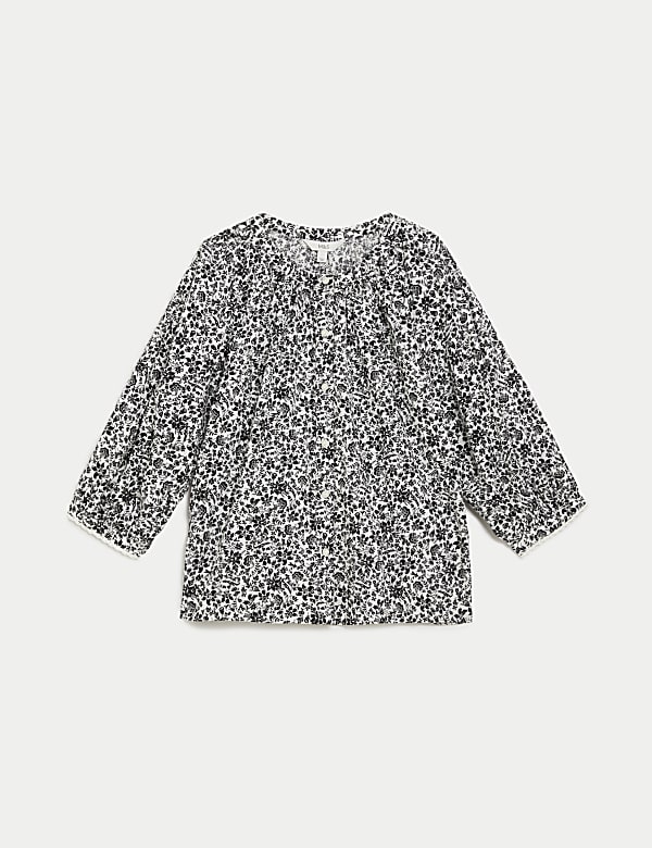 Pure Cotton Floral Blouse - US
