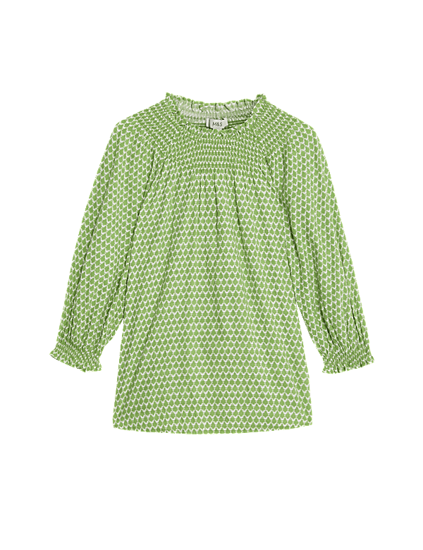 Cotton Blend Printed Blouse