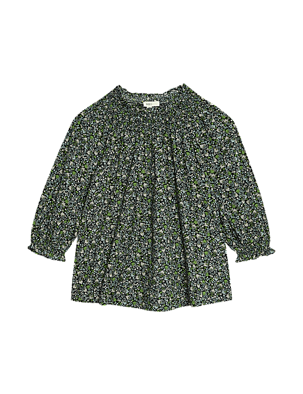 Cotton Blend Printed Blouse