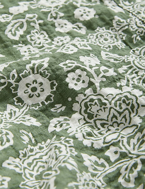 Cotton Rich Printed Button Through Blouse