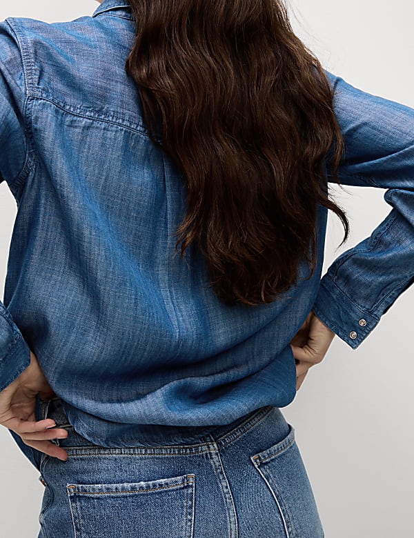 Pure Lyocell Collared Button Through Shirt