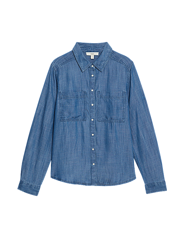 Pure Lyocell Collared Button Through Shirt