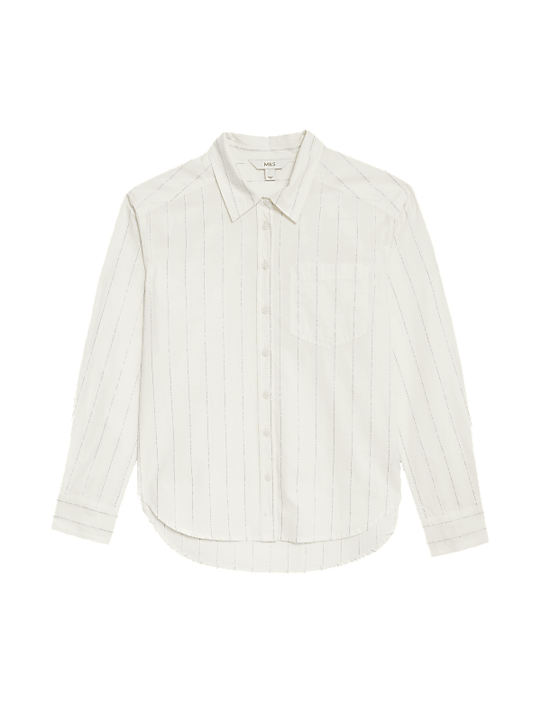 Cotton Rich Sparkly Striped Collared Shirt