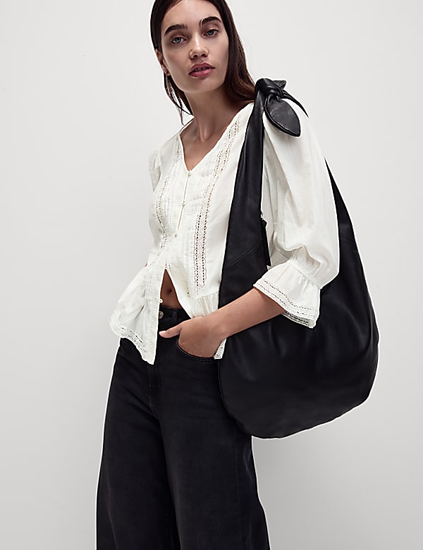 Pure Cotton Lace Frill Detail Blouse