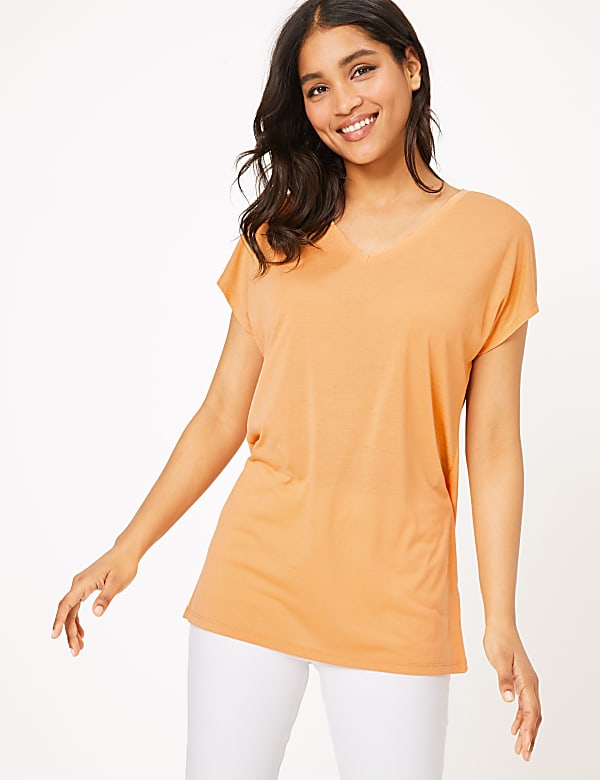 V-Neck Relaxed Longline T-Shirt