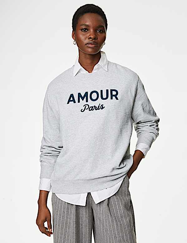 Pure Cotton Slogan Sweatshirt - SE