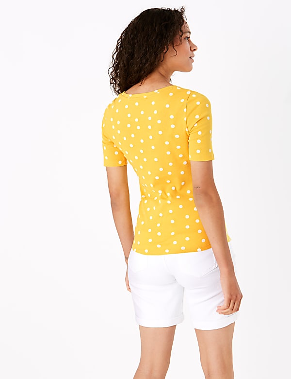 Pure Cotton Polka Dot Regular Fit T-Shirt