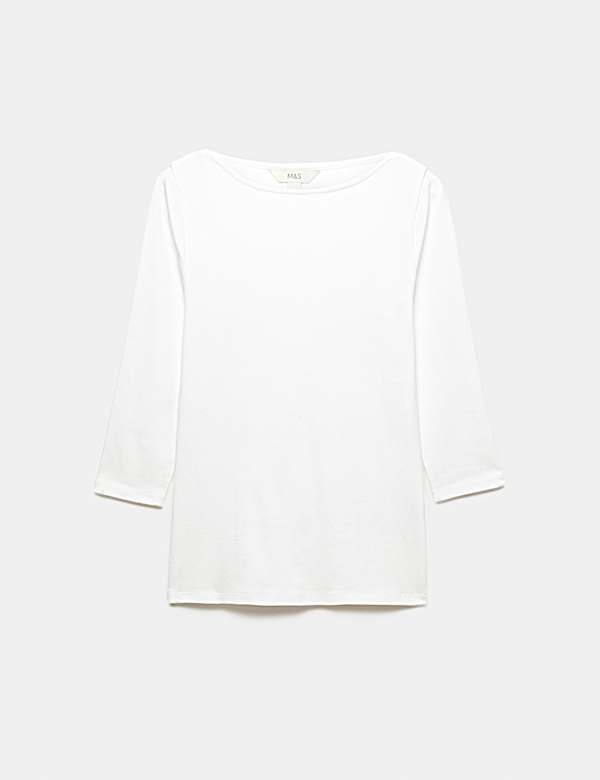 Pure Cotton Slash Neck T-Shirt - CA