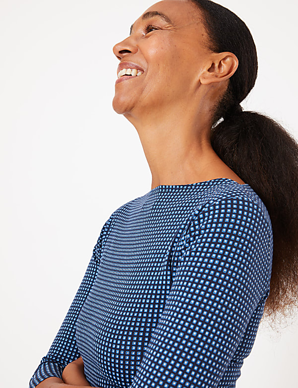 Cotton Rich Fitted Tile Print T-Shirt