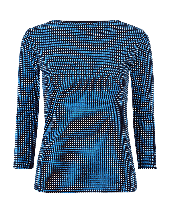Cotton Rich Fitted Tile Print T-Shirt