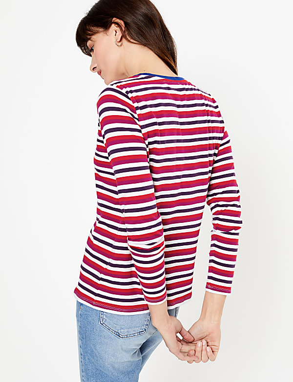Pure Cotton Striped Straight Fit T-Shirt