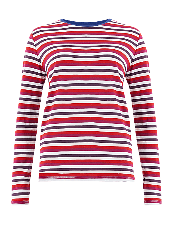 Pure Cotton Striped Straight Fit T-Shirt