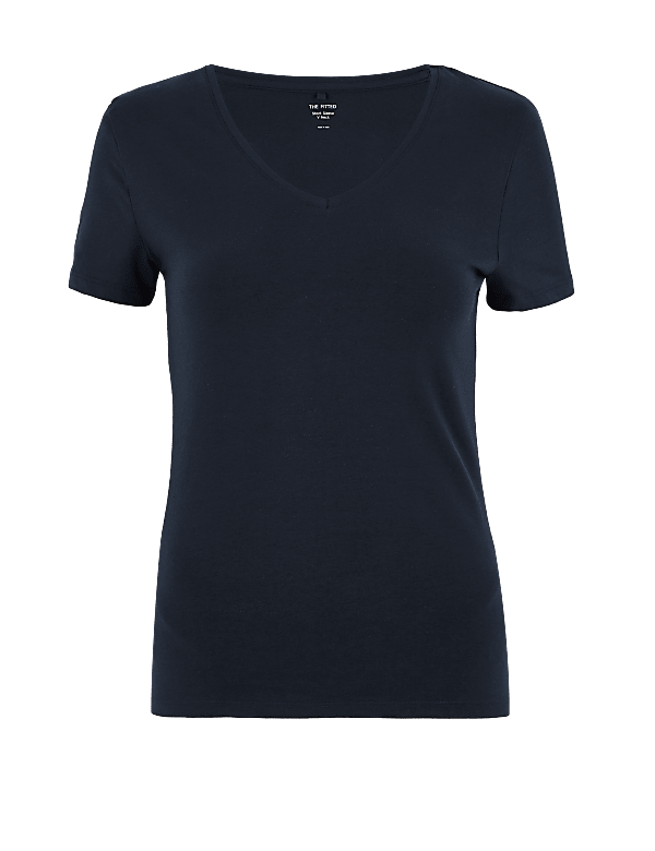 Cotton Rich V-Neck Fitted T-Shirt