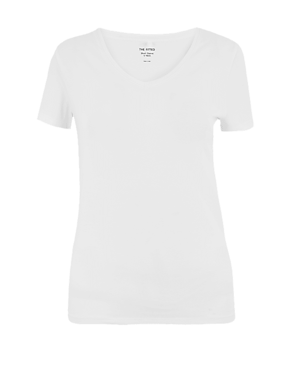 Cotton Rich V-Neck Fitted T-Shirt