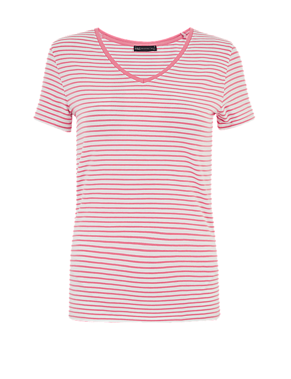 Cotton Striped Fitted T-Shirt