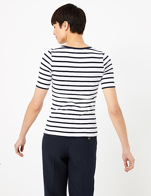 Pure Cotton Striped Regular Fit T-Shirt