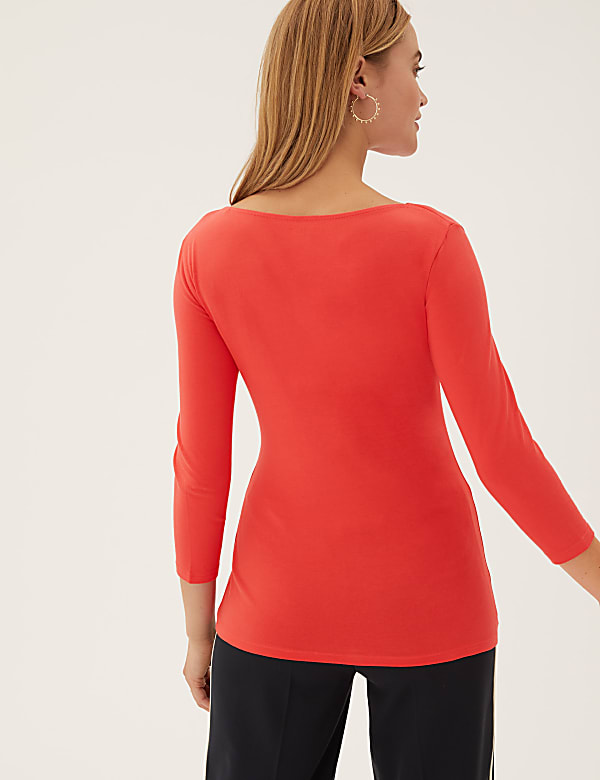 Cotton Rich Slim fit 3/4 Sleeve Top