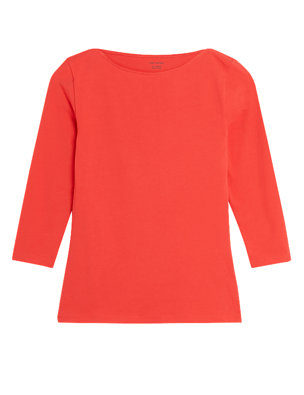 Cotton Rich Slim fit 3/4 Sleeve Top