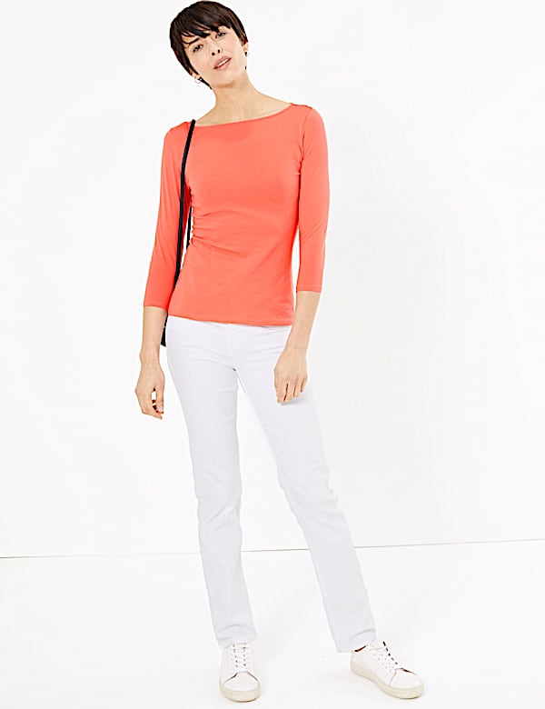 Cotton Rich Slim fit 3/4 Sleeve Top