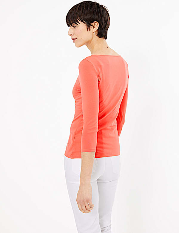 Cotton Rich Slim fit 3/4 Sleeve Top