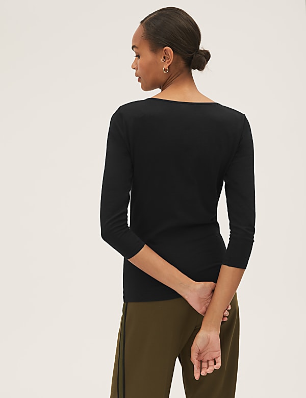 Cotton Rich Slim fit 3/4 Sleeve Top