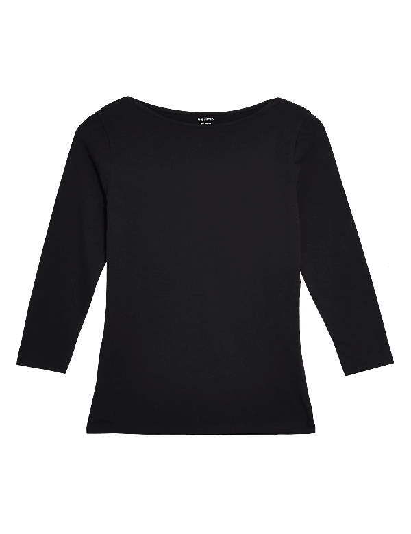 Cotton Rich Slim fit 3/4 Sleeve Top