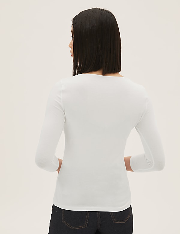 Cotton Rich Slim fit 3/4 Sleeve Top