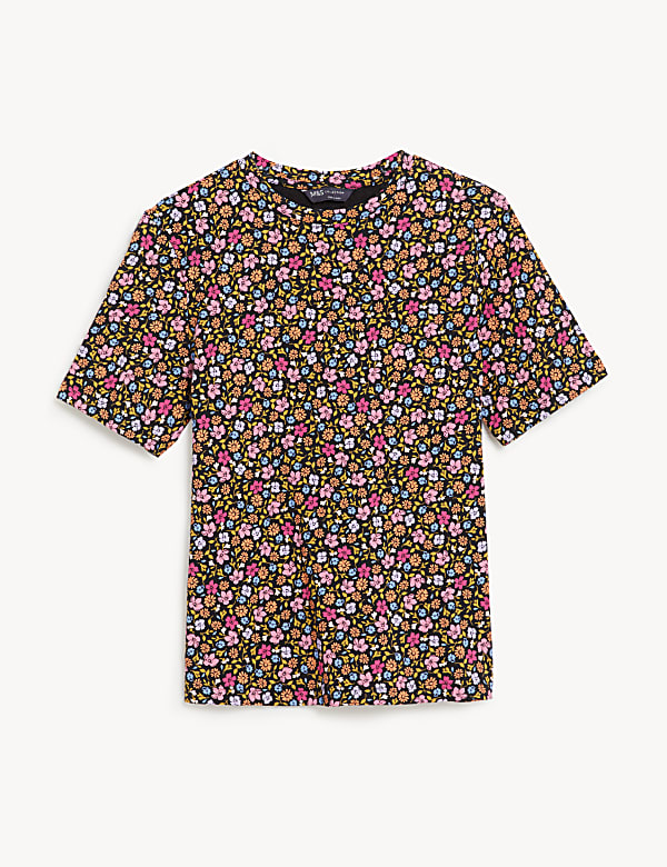 T-shirt 100 % coton &agrave; encolure ronde avec imprim&eacute; - LU