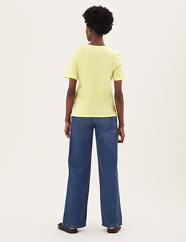 Pure Cotton V-Neck Straight Fit T-Shirt