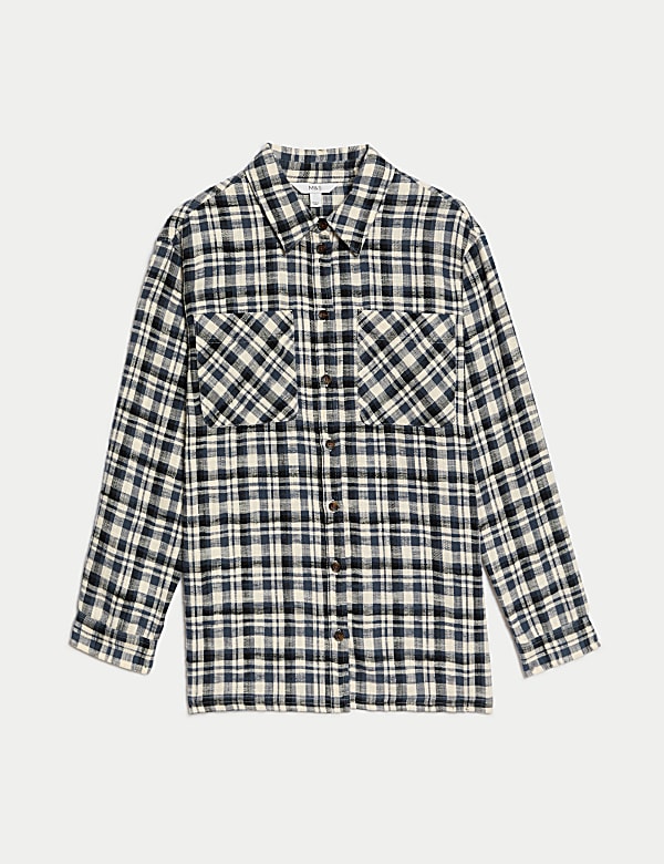 Pure Cotton Brushed Checked Utility Shirt - SE