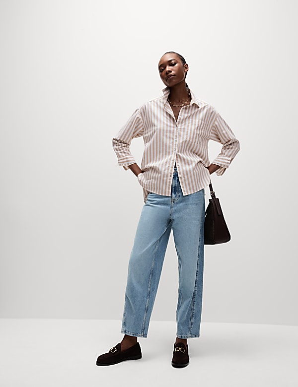 Pure Cotton Striped Oversized Shirt