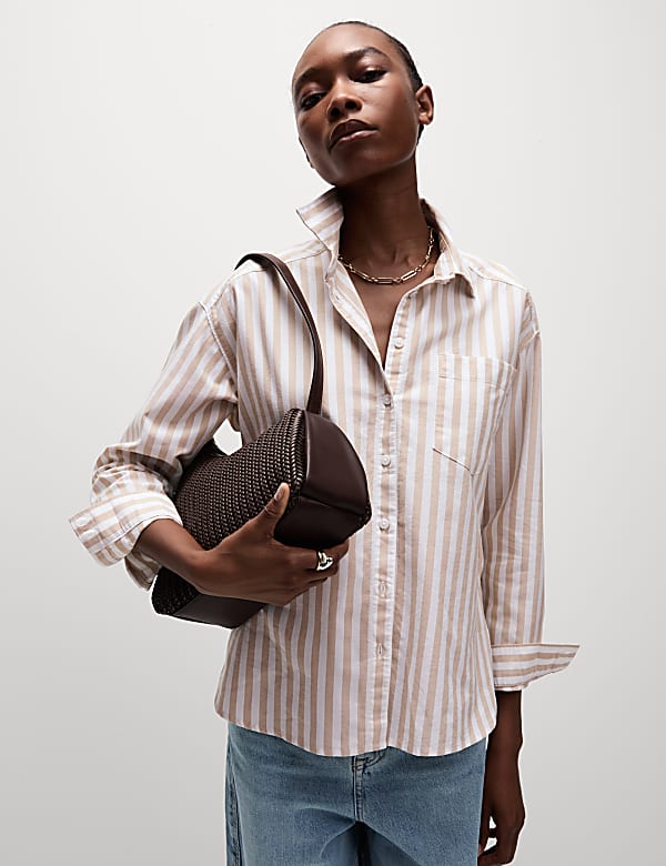Pure Cotton Striped Oversized Shirt