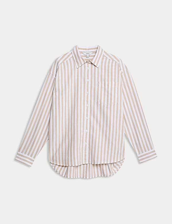 Pure Cotton Striped Oversized Shirt - MV