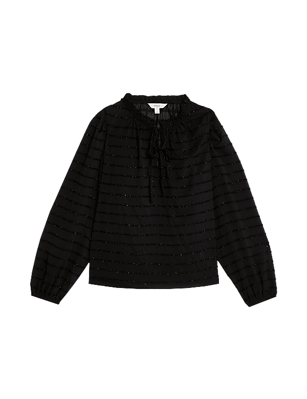 Striped Tie Neck Blouse