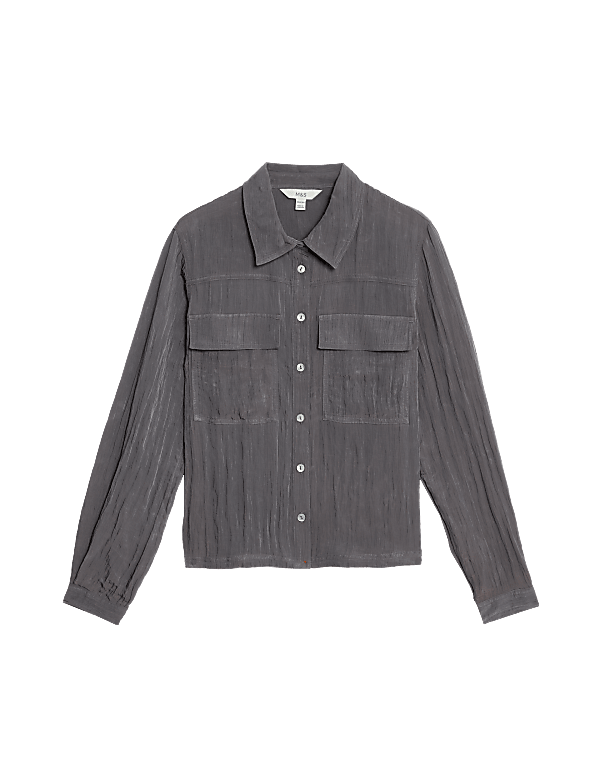 Cropped Textured Collared Shirt