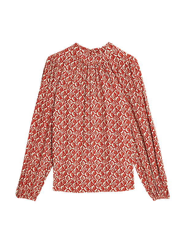 Printed High Neck Blouse
