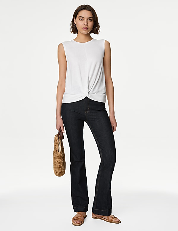 Linen Blend Twist Front Vest