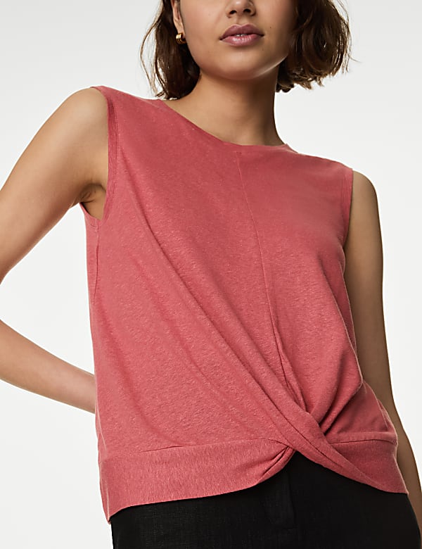 Linen Blend Twist Front Vest