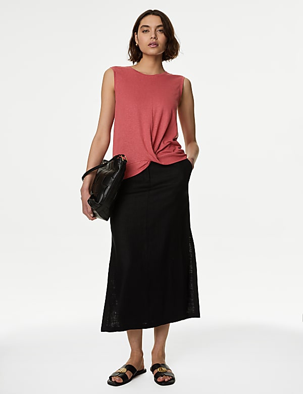 Linen Blend Twist Front Vest