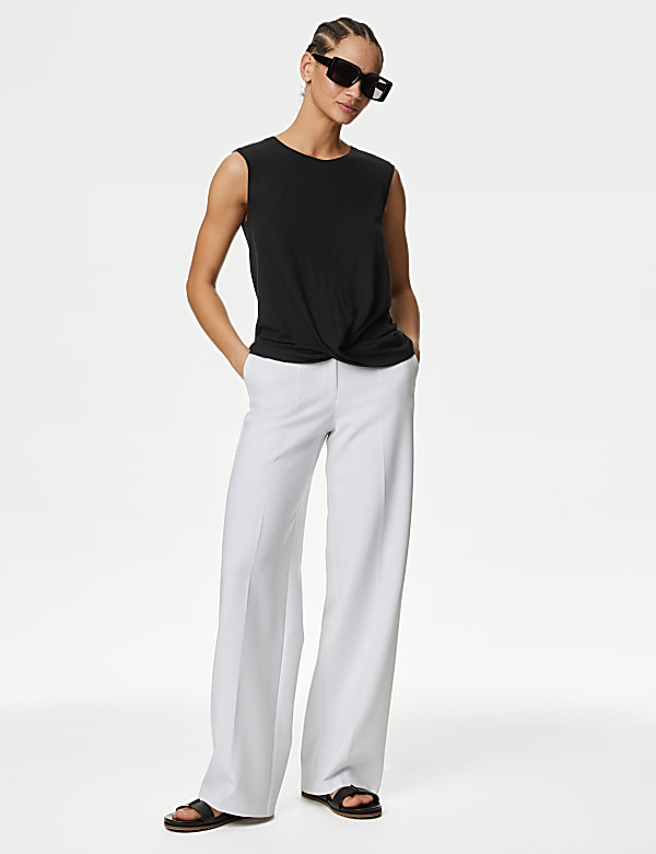 Linen Blend Twist Front Vest